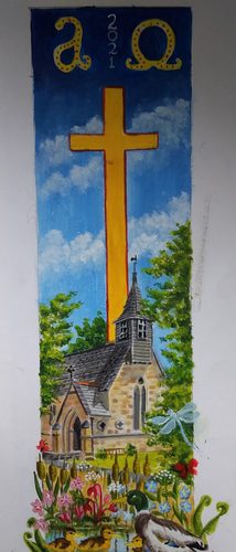 Chris B, Easter church candle design 2021, acrylic.
